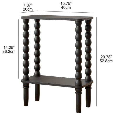 JERX 3-Tier Narrow Side Table Small End Table Walnut Brown
