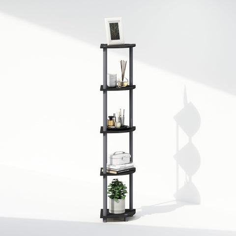 Furinno TURN-N-TUBE Corner Shelf, 5-Tier Corner Display Rack, Shelving Unit, for Organization and Storage, Living Room, Home Office, Garage, Bedroom