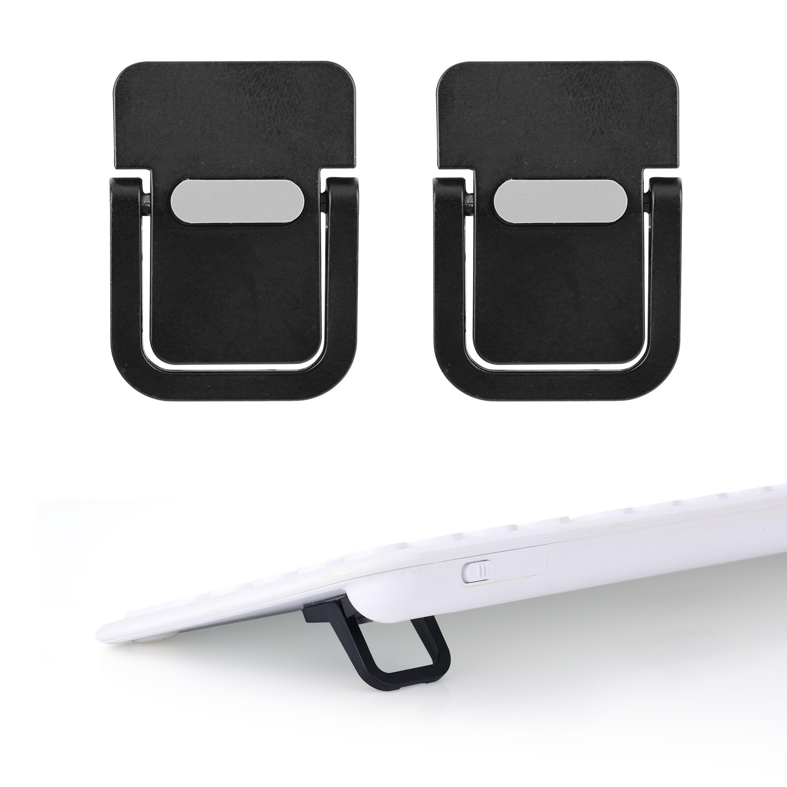 Penitue 2pcs Mini Portable Laptop Stand, Zinc Alloy Foldable Laptop Keyboard Riser Self-Adhesive Kickstand Invisible Computer Notebook Holder Lift