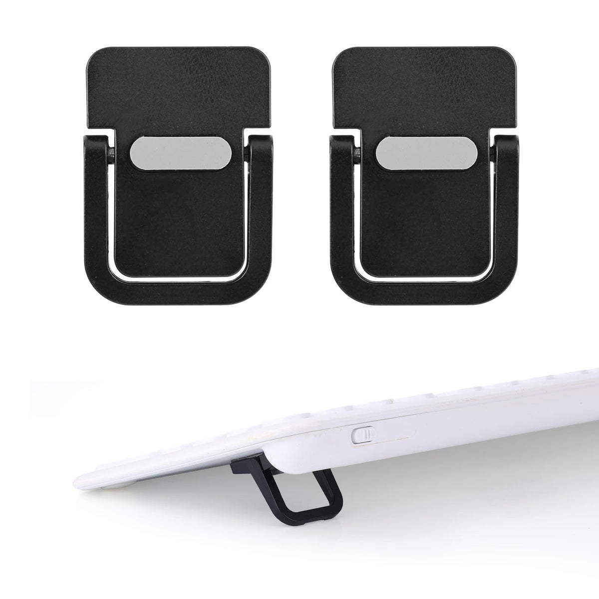 Penitue 2pcs Mini Portable Laptop Stand, Zinc Alloy Foldable Laptop Keyboard Riser Self-Adhesive Kickstand Invisible Computer Notebook Holder Lift
