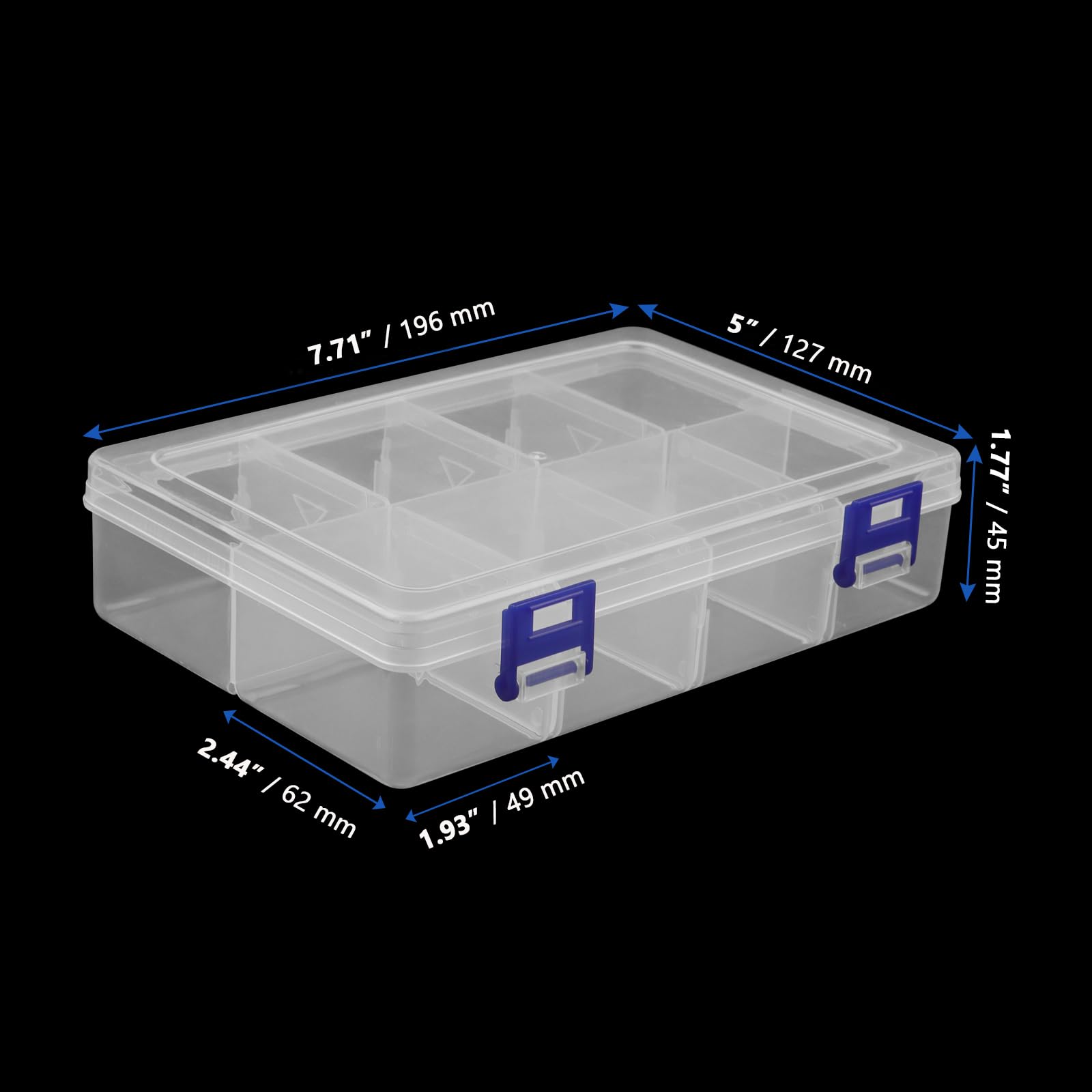 MANCHAP 4 PCS 8 Grids Plastic Bead Storage Box with Adjustable Compartments, 19.5 x 13 x 4.5cm Plastic Jewellery Organisers