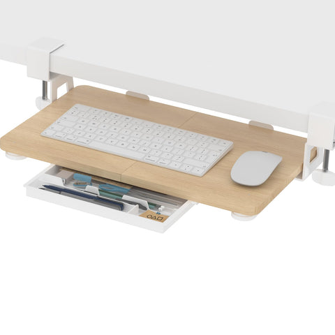 ETHU Keyboard Tray under Desk, 50×30cm Pull-out Keyboard Drawer for Desk, Retractable Ergonomic Sliding Keyboard Shelf for Office & Home (Oak)