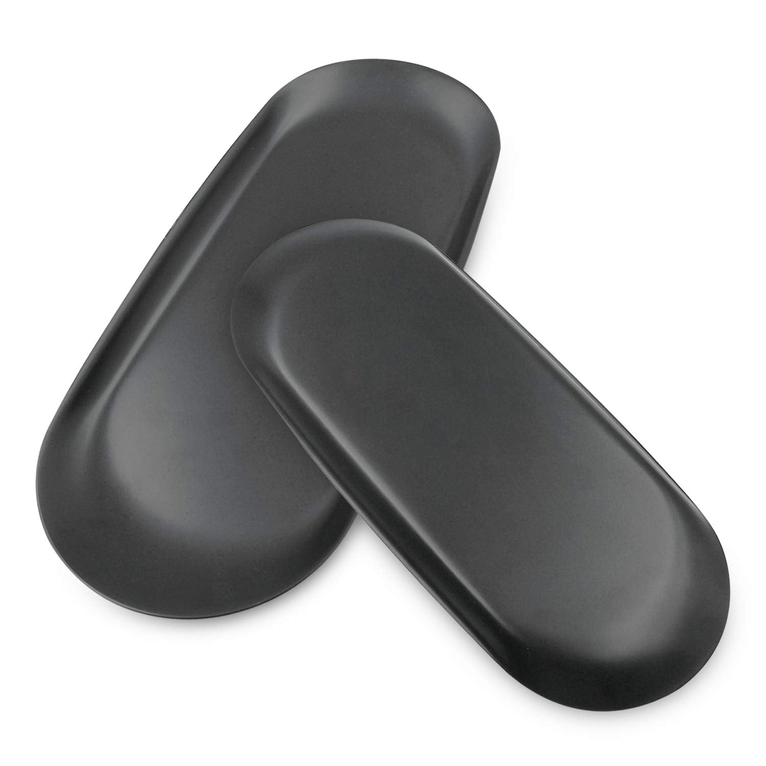 Libershine 2PCS Black Oval Stainless steel Storage Tray, Metal Serving Tray Small Trinket Tray Cosmetics and Jewelry Holder Organizer Trays for