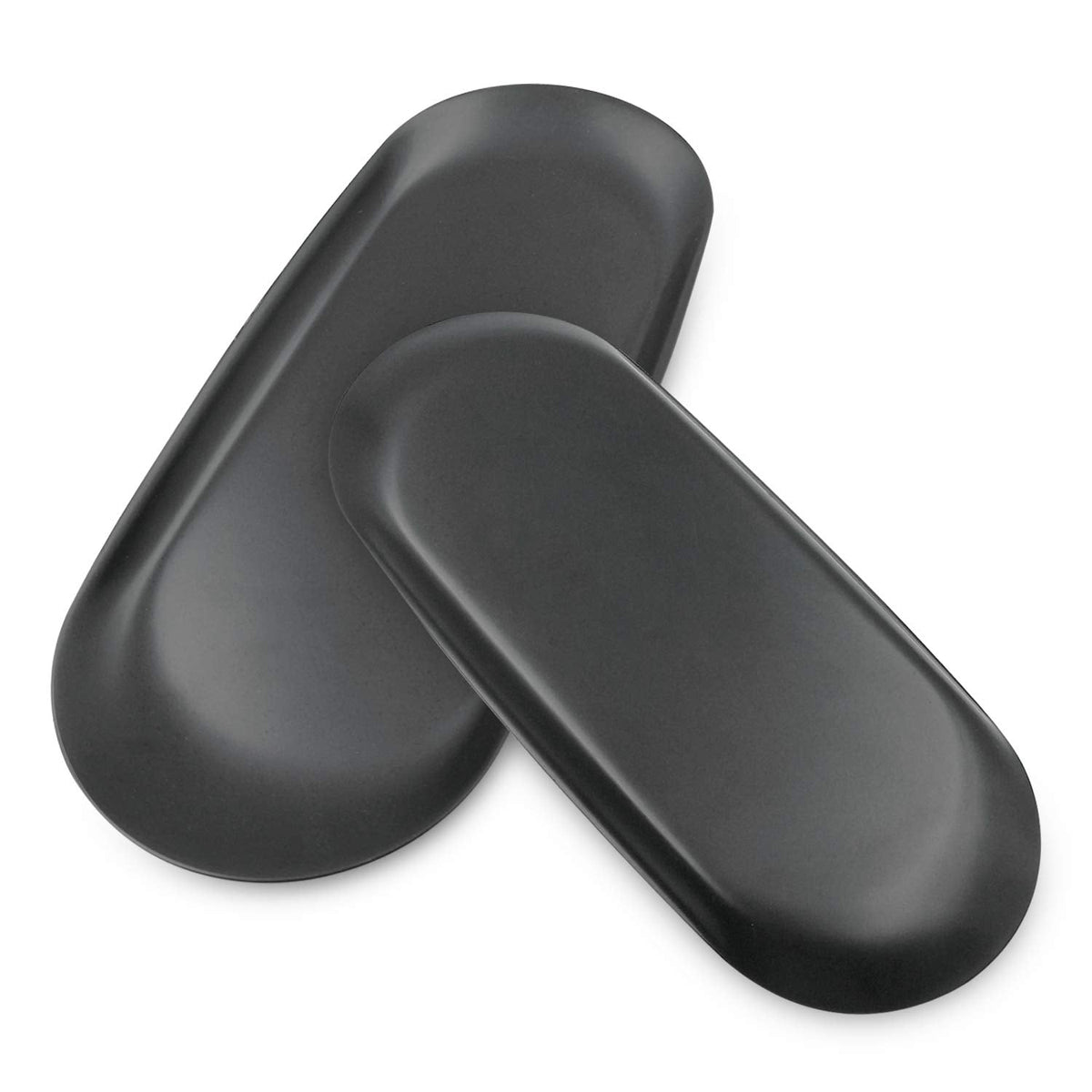 Libershine 2PCS Black Oval Stainless steel Storage Tray, Metal Serving Tray Small Trinket Tray Cosmetics and Jewelry Holder Organizer Trays for