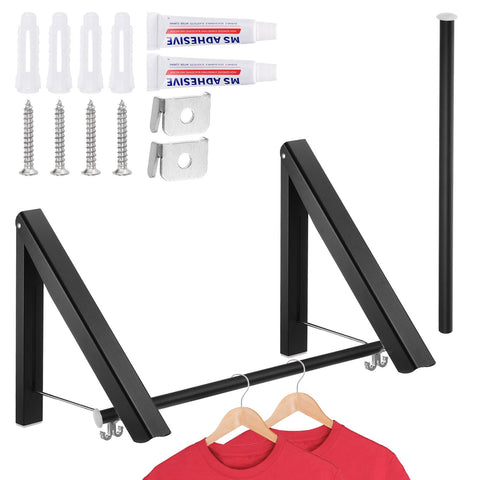 sourcing map 2pcs Retractable Clothes Rack for Laundry, Aluminum Clothes Drying Rack Wall Mounted with 80cm/31 Rod