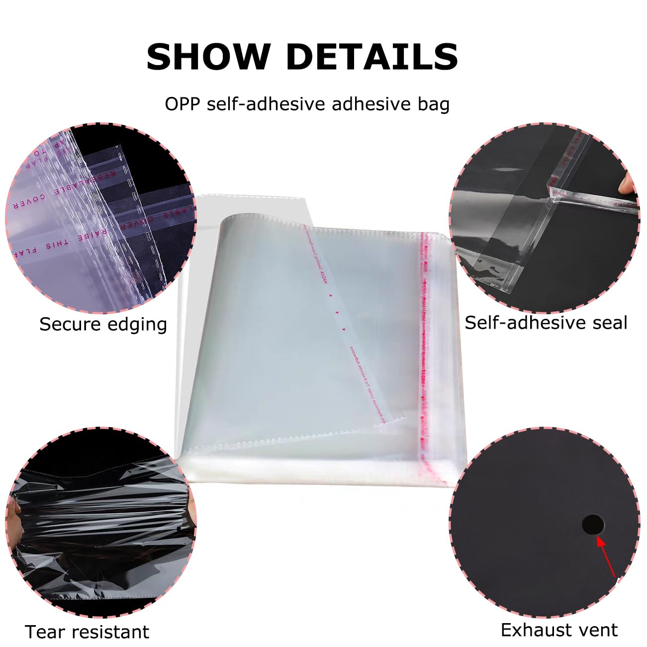 ATB-Foger 30x40cm Self-sealing Cellophane Display A3 Cello Bags 100 Packs OPP Display Sealable Bags for Cookies, Sweets, Envelopes, Gifts, Cards