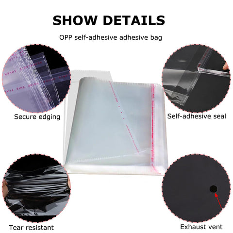 ATB-Foger 30x40cm Self-sealing Cellophane Display A3 Cello Bags 100 Packs OPP Display Sealable Bags for Cookies, Sweets, Envelopes, Gifts, Cards