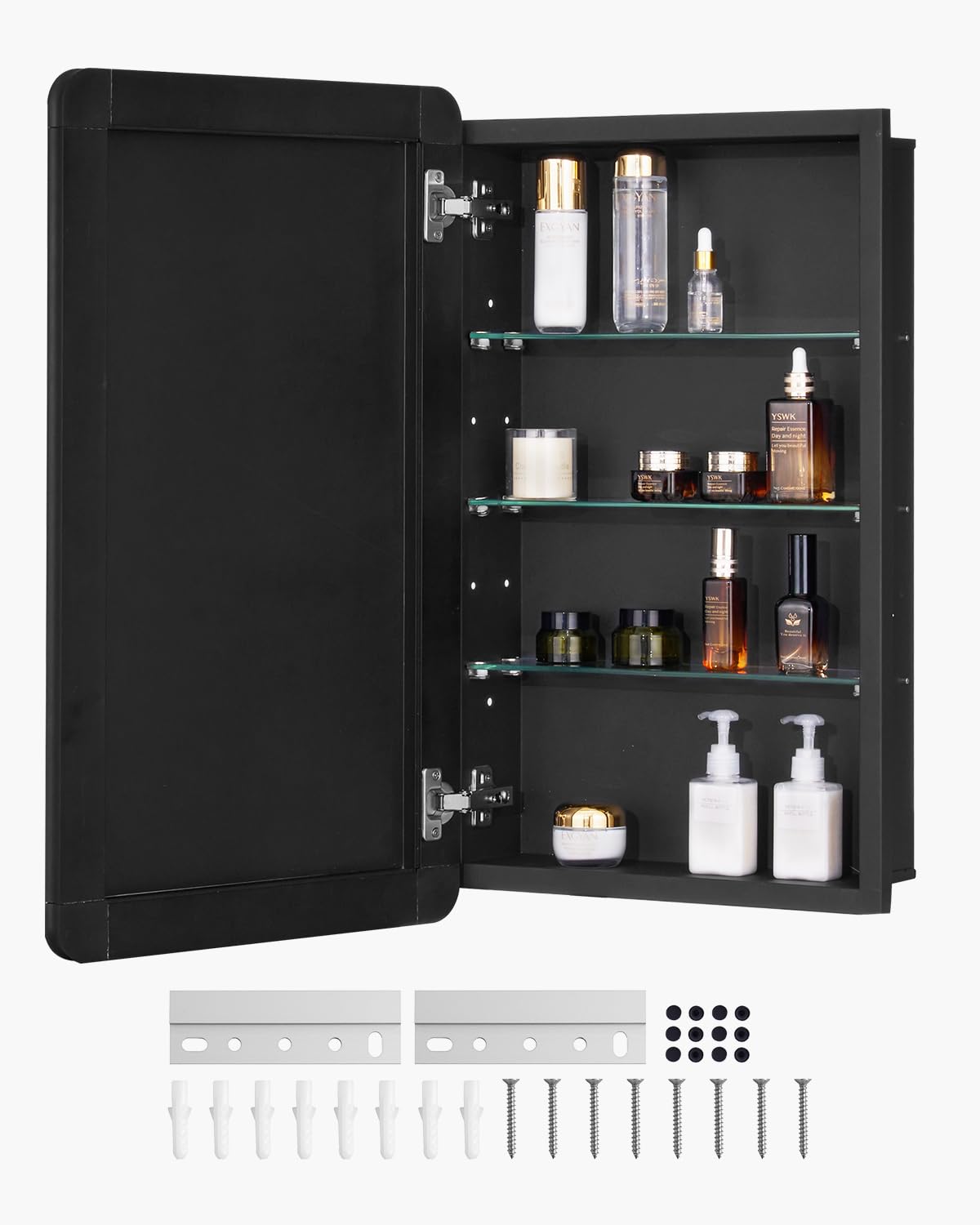 VEVOR Medicine Cabinet, 16.5 x 27.5 inch, for Bathroom with Mirror, Aluminum Frame Bathroom Wall Cabinet, 3-layer Adjustable Shelves