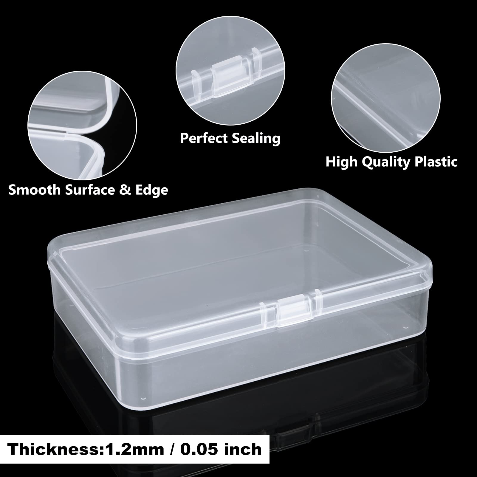 SENENQU 24 Pack Small Clear Plastic Storage Containers Box with Lid, Mini Rectangular Storage Box