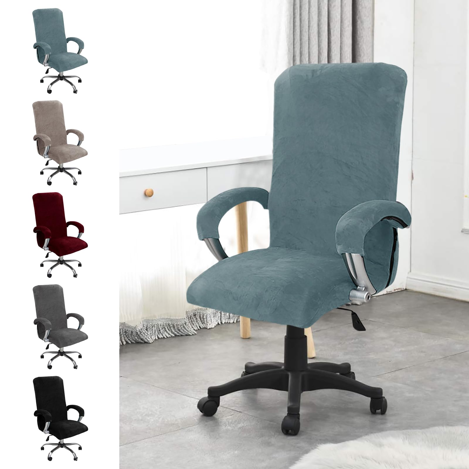 YushengTai Velvet Office Chair Cover, Stretch Office Chair Cover for Gaming Chair, Computer, Swivel Chair Cover with Armrests, Elastic