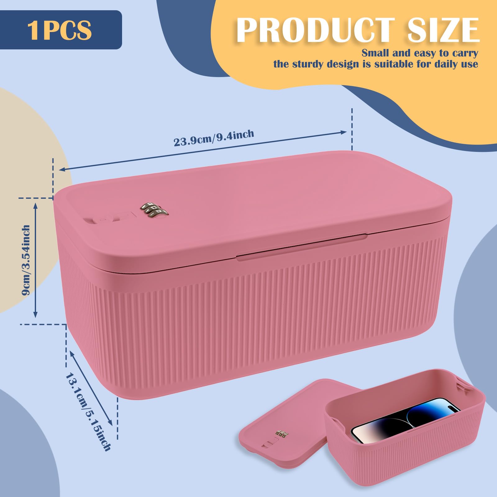QINGLANG Lockable Box with Combination Code Portable Medication Small Lock Box Secure Medicine Safe, Phone Jail