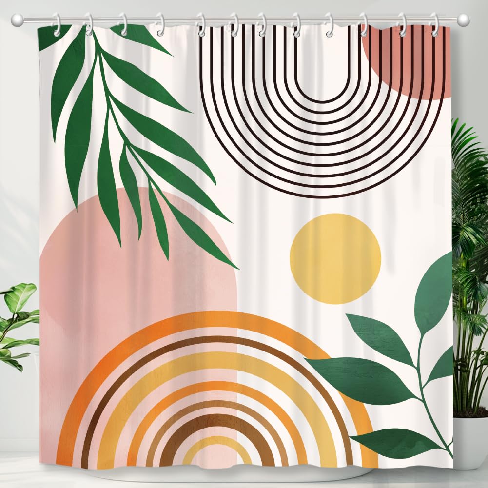 GLASSWINDS Abstract Boho Shower Curtain, Waterproof Fabric Bohemian Shower Curtains for Bathroom