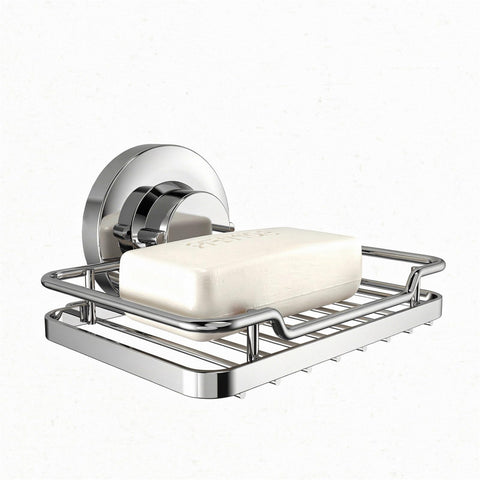 Poywaze Suction Soap Dish for Shower, Stainless Steel Soap Holder with Strong Vacuum Suction Cup, No Drilling Soap Holder Basket