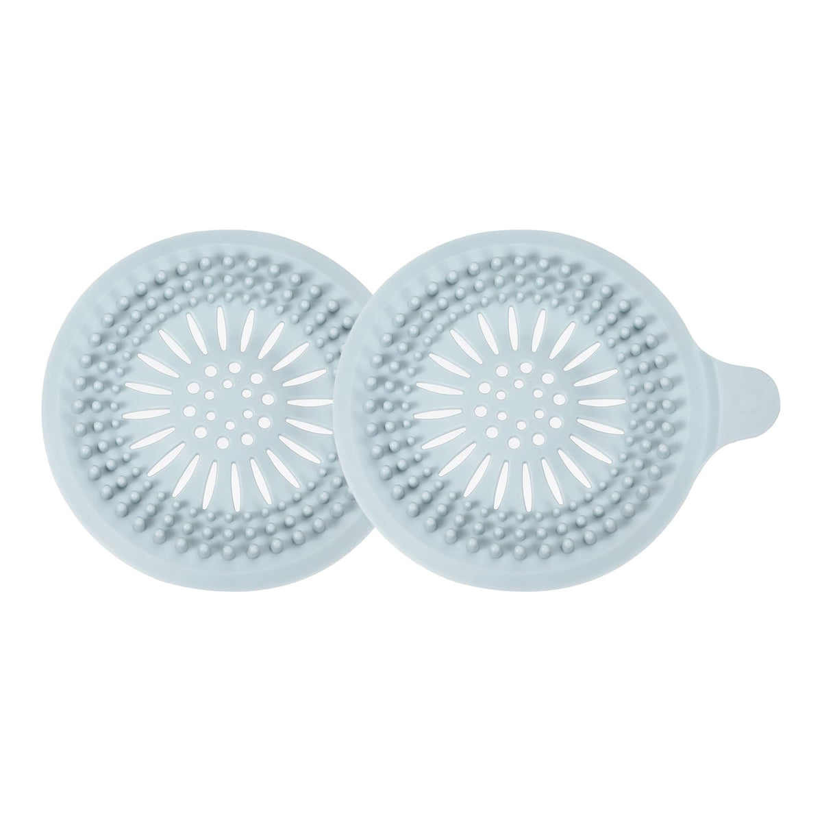 sourcing map Hair Drain Catcher, 5.51inch Round Tub Drain Covers Drain Protector with Handle Suction Cup for Kitchen Bathroom Balcony, Light Blue 2Pcs