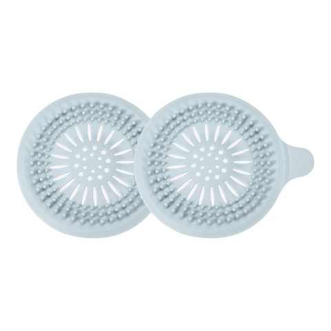 sourcing map Hair Drain Catcher, 5.51inch Round Tub Drain Covers Drain Protector with Handle Suction Cup for Kitchen Bathroom Balcony, Light Blue 2Pcs