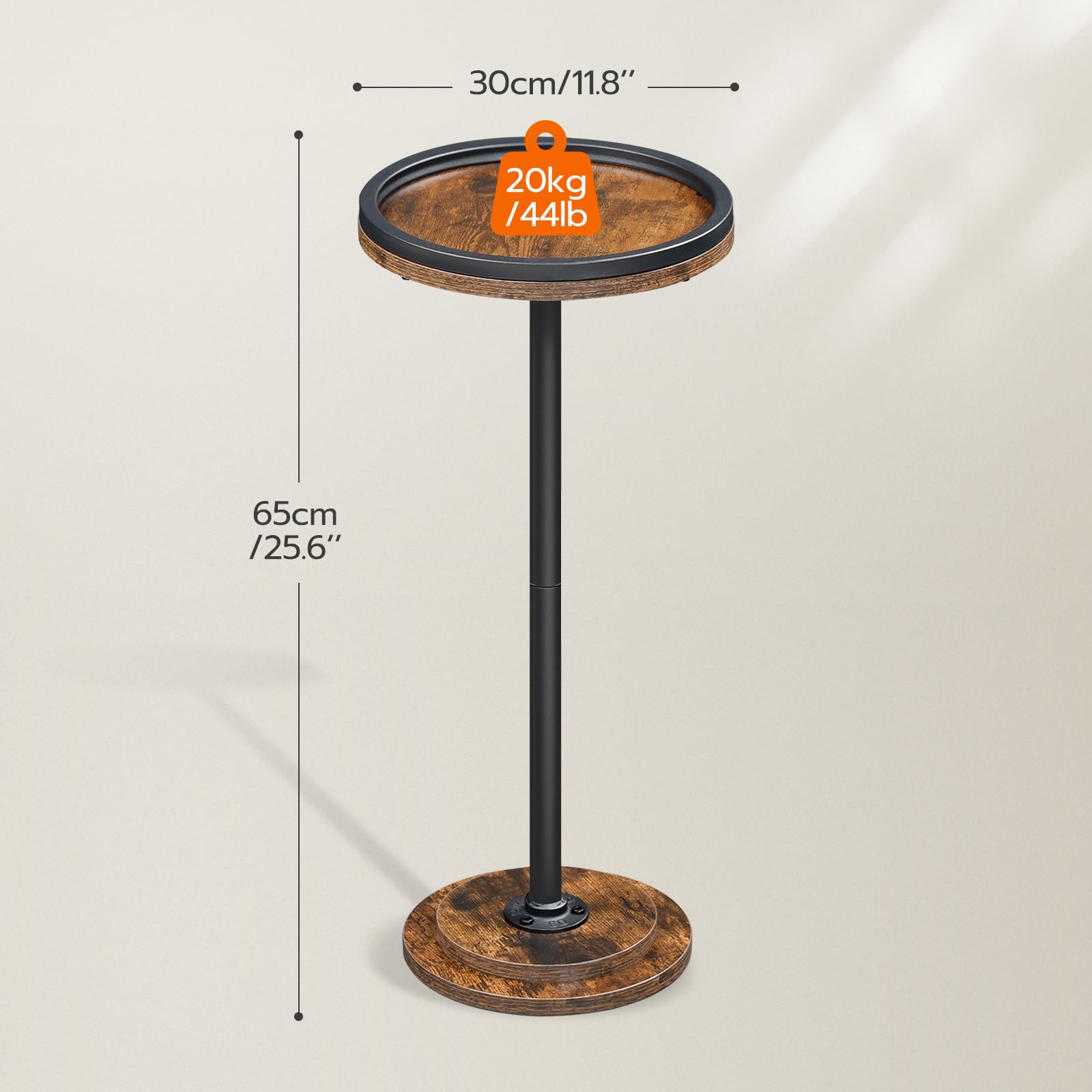 HOOBRO Round Side Table, Small Bedside Table, Drink Tables, Accent Round Table with Pedestal