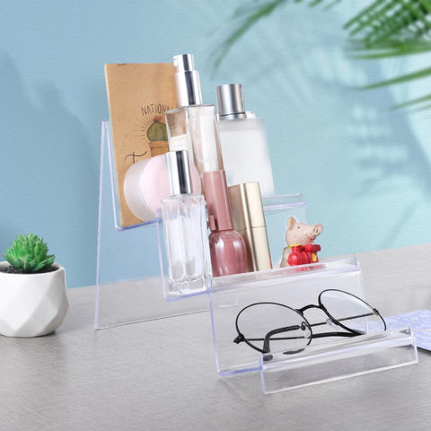 VALICLUD Acrylic Desktop Storage Rack, Wallet Display Stand, Purse Handbag Organizer, Transparent Three-Layer Holder