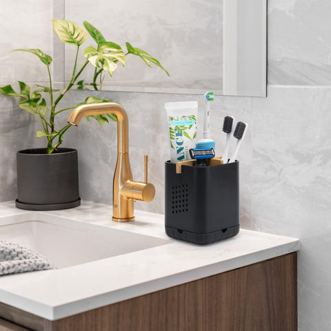 BYUNER Toothbrush Holder Toothbrush Caddy Toothbrush Holders for Bathroom Electric Toothbrush Holder 3 Slots Bathroom Organiser Countertop Storage
