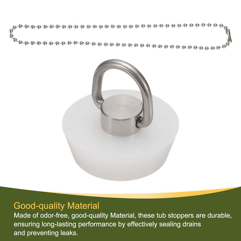 sourcing map Drain Stoppers, Silicone Bathtub Stopper Sink Plugs Caps with Hanging Ring and 15" Bead Chains for Bathtub Kitchen Bathroom