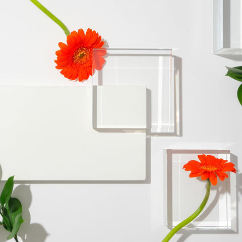sourcing map 2pcs Acrylic Cylinder Display Blocks, 50 x 50 mm/2" x 2" Clear Jewelry Display Base Polished Cube Riser Stand Display Holder Base for
