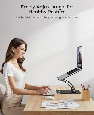 Nulaxy Adjustable Laptop Stand for Desk, Dual Foldable Design, Black