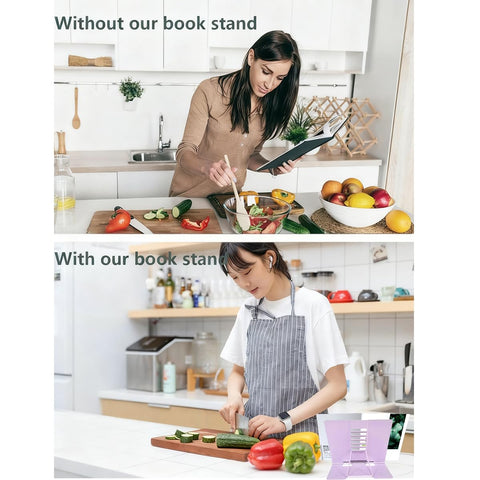 Garegce Metal Book Stand Folding, Book Holder, Cookbook Stands 6-Position Adjustable Height for Reading Rack, Tablet, Mobile Phone