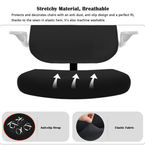 FYTXSZ Chair Covers Spandex Office Computer Chair Cover Stretch Removable Washable Rotate Swivel Chair Protective Covers (Black)