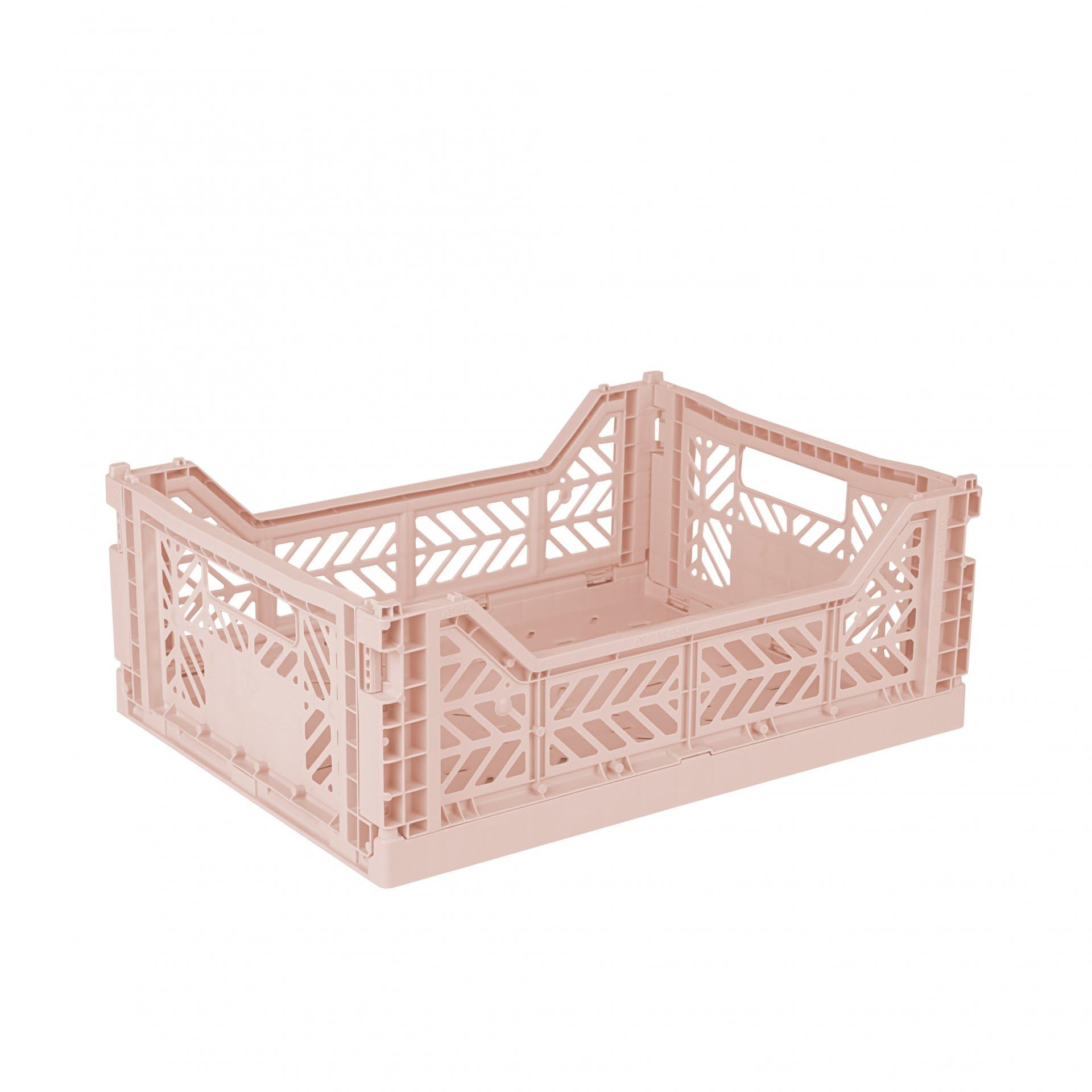 Ay-Kasa Folding Crate, Sturdy Folding Box, Plastic, Stackable, Milk Tea, Midi (40 x 30 x 14 cm)