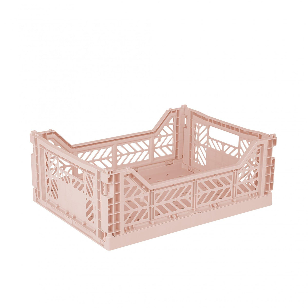 Ay-Kasa Folding Crate, Sturdy Folding Box, Plastic, Stackable, Milk Tea, Midi (40 x 30 x 14 cm)