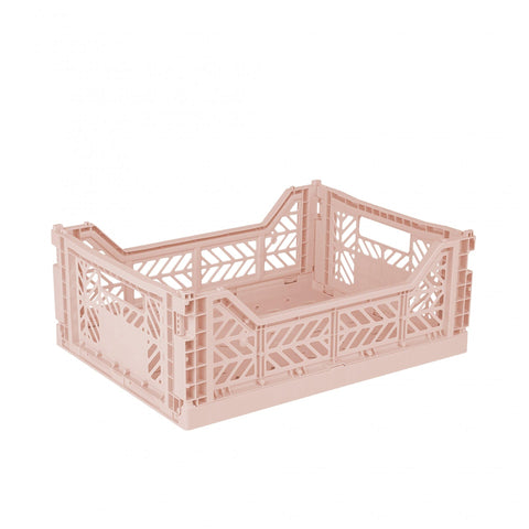 Ay-Kasa Folding Crate, Sturdy Folding Box, Plastic, Stackable, Milk Tea, Midi (40 x 30 x 14 cm)