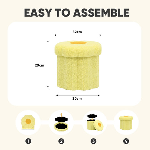 PINPLUS Small Folding Storage Ottoman with Lid, 32x32x29 cm, Yellow