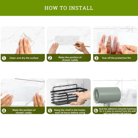 MIUTME 14-Pack Shower Caddy Adhesive Replacement, Strong Adhesive Hooks Strips,Transparent Shower Shelf Adhesion Stickers No Drilling,for Soap Holder