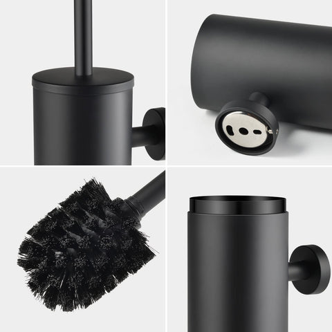 WAVEWO Toilet Brush Stainless Steel Wall Mounting, Toilet Brush with Closed Splash-proof Cover