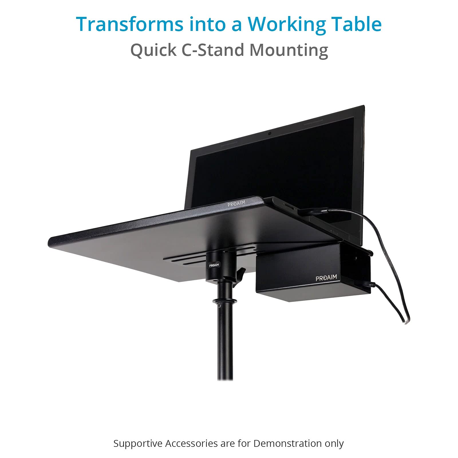 PROAIM Universal Laptop Workstation for Tethered Shooting. Size 16x13” Fits All Laptops, Quick C-Stand Adapter. Complete Safety