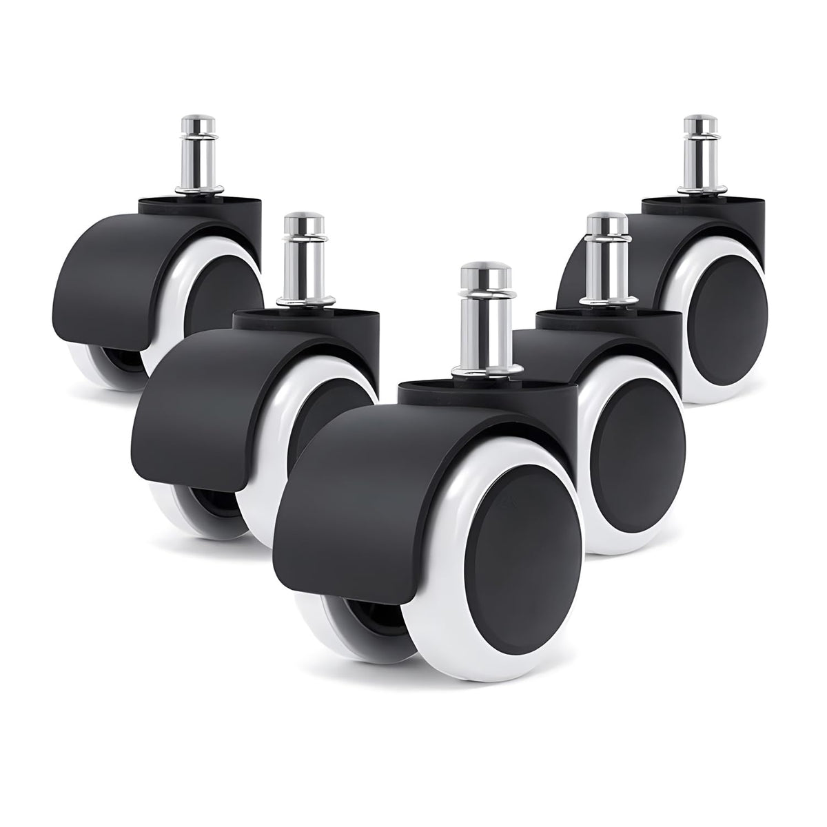 TBACW 2" Universal Office Chair Wheels Heavy Duty Replacement, No Noise Rubber Chair Casters Wheels, Standard Size 11mm Set of 5