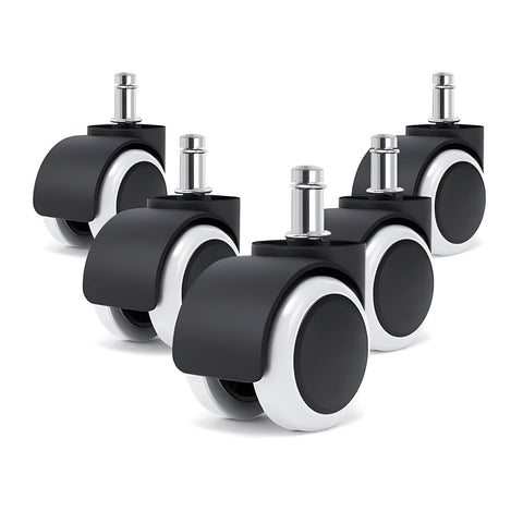 TBACW 2" Universal Office Chair Wheels Heavy Duty Replacement, No Noise Rubber Chair Casters Wheels, Standard Size 11mm Set of 5