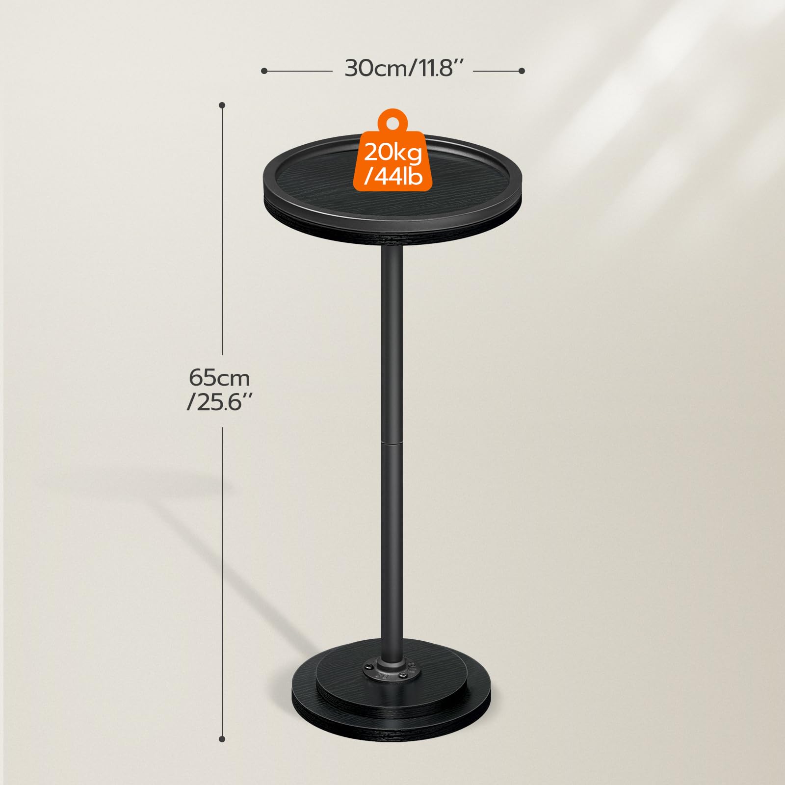 HOOBRO Round Side Table, Small Bedside Table, Drink Tables, Accent Round Table with Pedestal