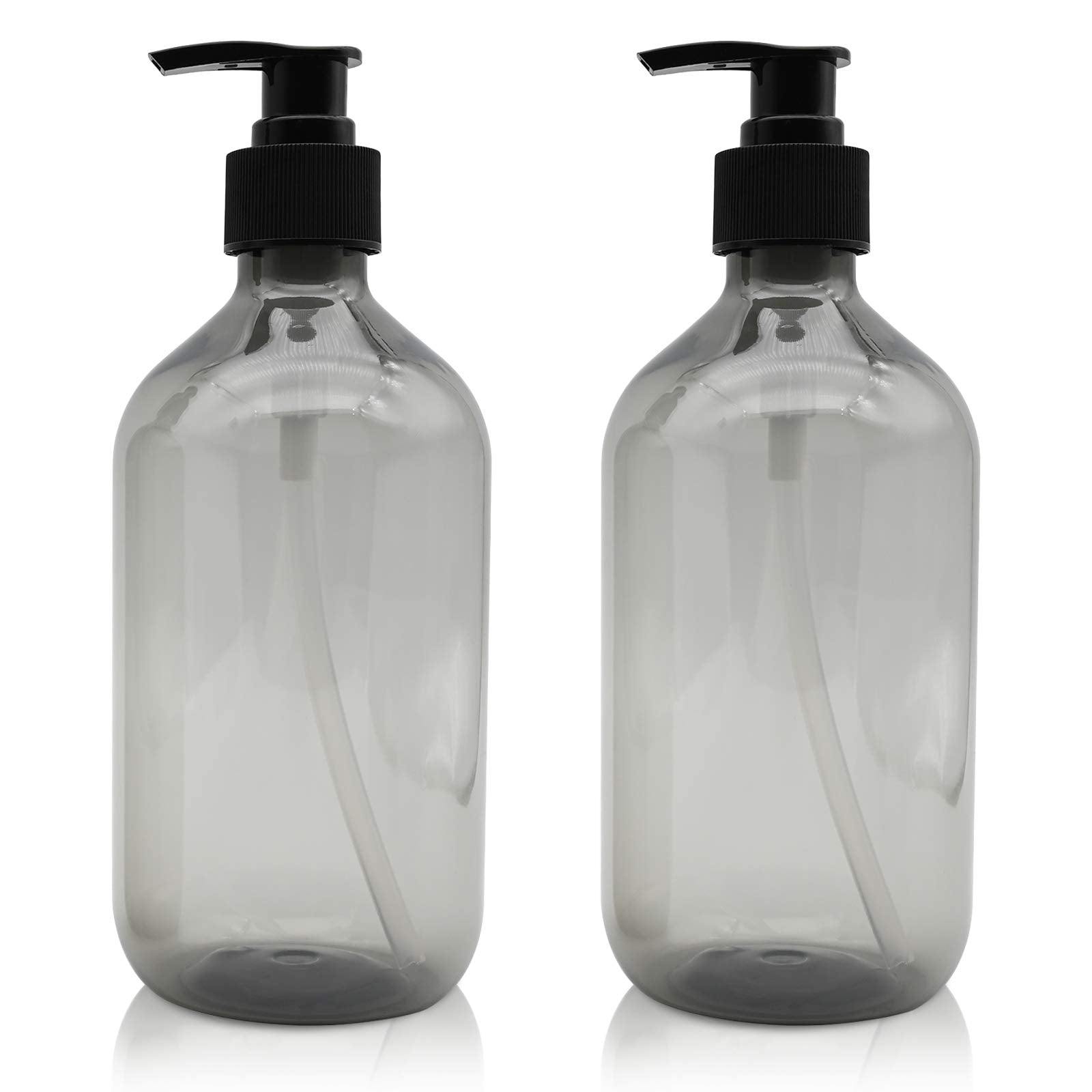 2 Pcs Empty Press Pump Bottles, 500ML/17oz Refillable Bottle for Cooking Sauces, Plastic Liquid Soap Dispenser Refillable Container for Essential