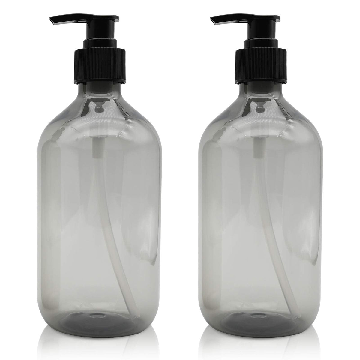 2 Pcs Empty Press Pump Bottles, 500ML/17oz Refillable Bottle for Cooking Sauces, Plastic Liquid Soap Dispenser Refillable Container for Essential