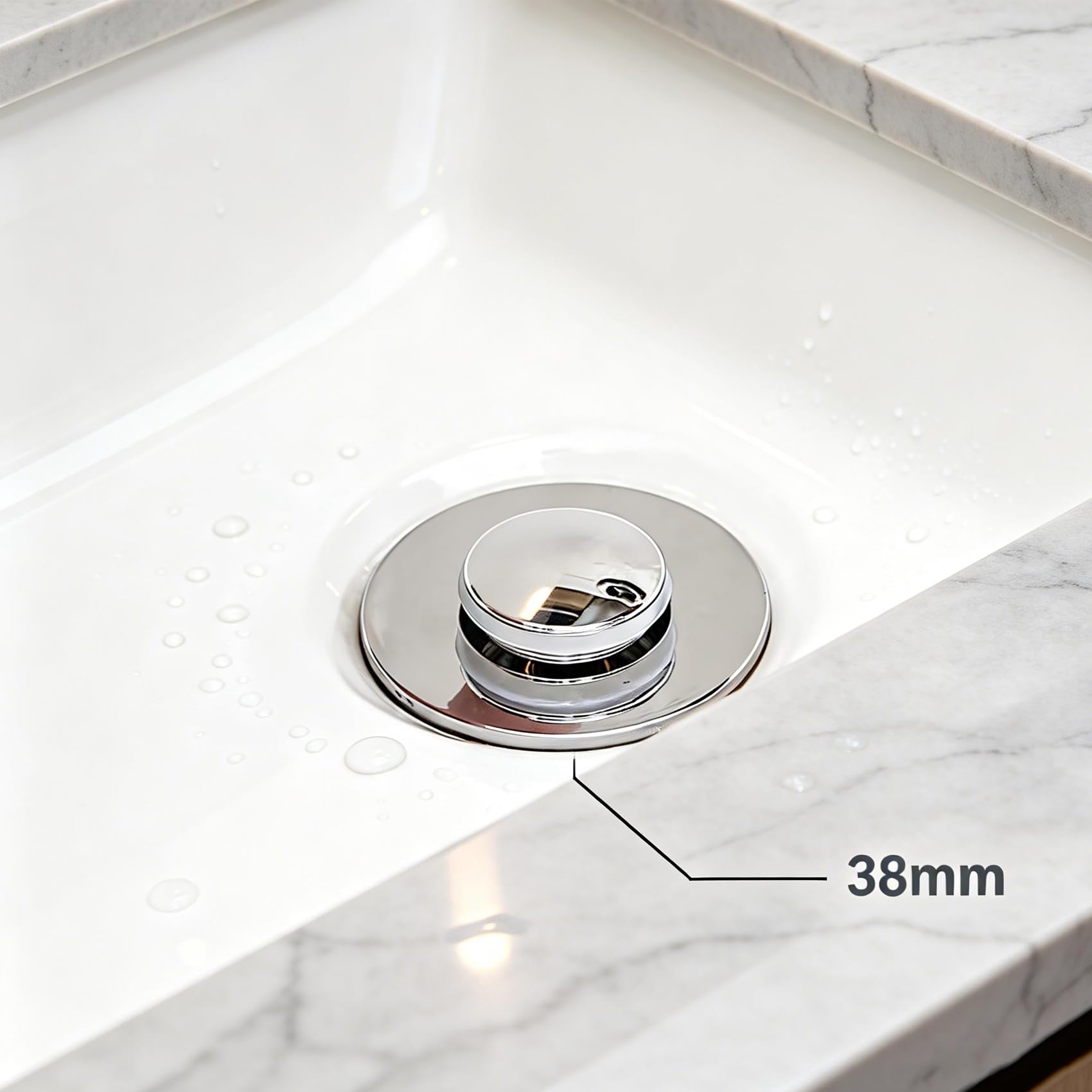 SANTUO Click Clack Basin Waste, 38mm Push Button Pop Up Sink Plug Replacement Cap for Bathroom Sink Drain Stopper Fits Standard Pop Up Waste
