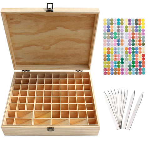 74 Slots Wooden Essential Oil Organizer Hard Pine Wood Carrying Box - Ideal Aromatherapy Travel Storage Case Display Presentations Containers Box
