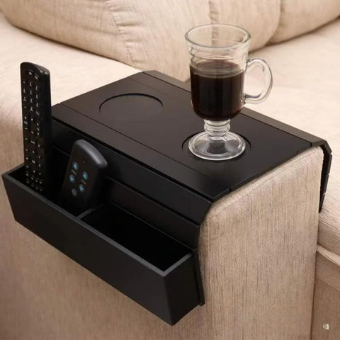 Orivin Sofa Arm Tray, Foldable Wooden Couch Tray Table, Eco-Friendly, Couch Cup Holder, Sofa Armrest Table for Drinks, Snacks