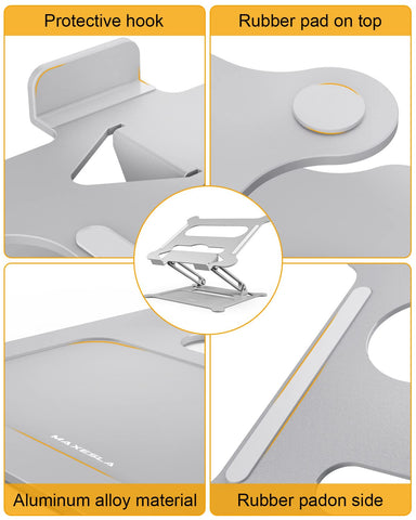 Maxesla Laptop Stand Holder - Aluminum Foldable Portable Ventilated Desktop Laptop Holder, Ergonomic Laptop Stand with Anti-Skid Design