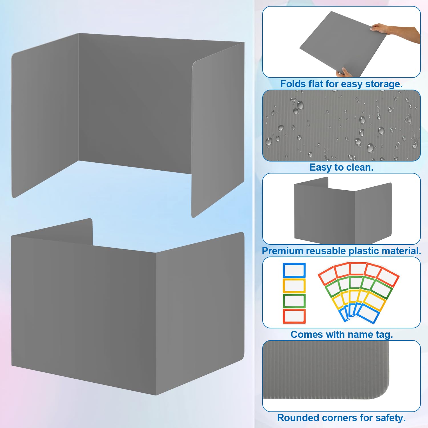24pcs Desk Dividers for Students, Test Desk Dividers with 24 Name Labels Waterproof Classroom Desk Board Privacy Shield Folder Protable Study Carrel