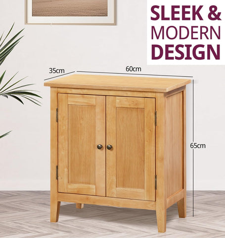 Hallowood Furniture Aston 2-Door Small Oak Cupboard with Internal Shelf