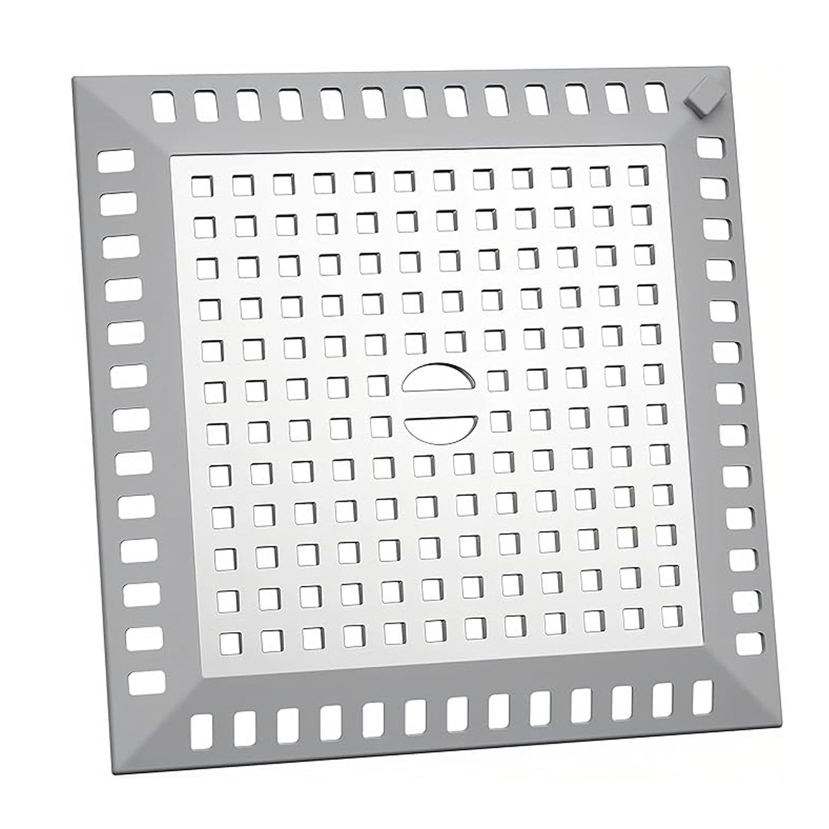 Shower Drain Cover Hair Catcher Square 12.3cm, 304 Stainless Steel Drain Protector with Silicone Edge, Prevents Clogged Drains