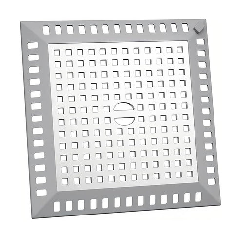 Shower Drain Cover Hair Catcher Square 12.3cm, 304 Stainless Steel Drain Protector with Silicone Edge, Prevents Clogged Drains