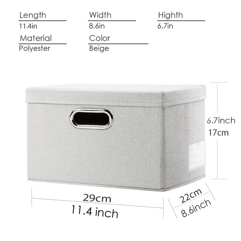 Prandom Storage Boxes with Lids Small,29x22x17cm,Beige[3-Pack]