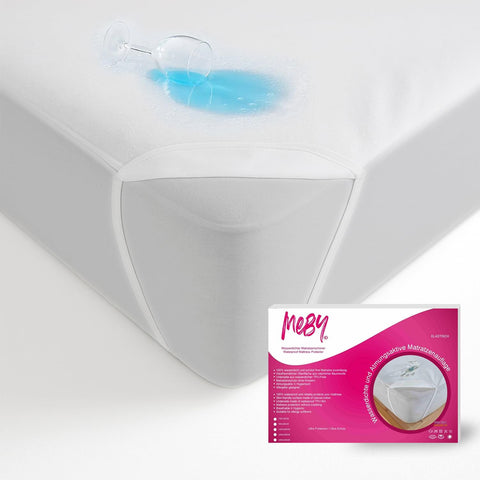 MEBY 140 x 200 cm Waterproof Mattress Protector. Breathable Cotton Mattress Topper. Mattress Protector, Waterproof, Moisture Protection, Elastic