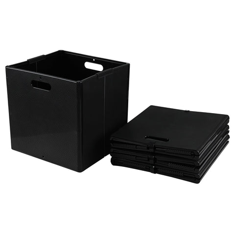 Eudokky 4 Pack Foldable Cube Storage Box, Plastic Storage Cube with Handle